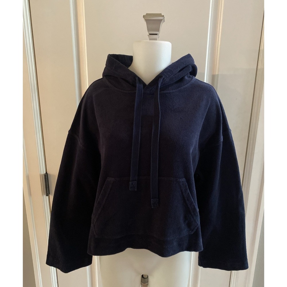 Vince Navy Blue Terry Hoodie Pullover Sweatshirt Small Womens Beachy